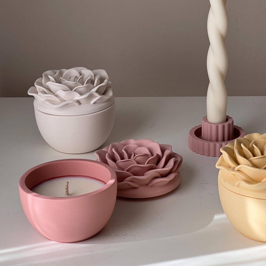 Rose Flower Jar Soy Wax Candle: Nude / Mango&Tangerine
