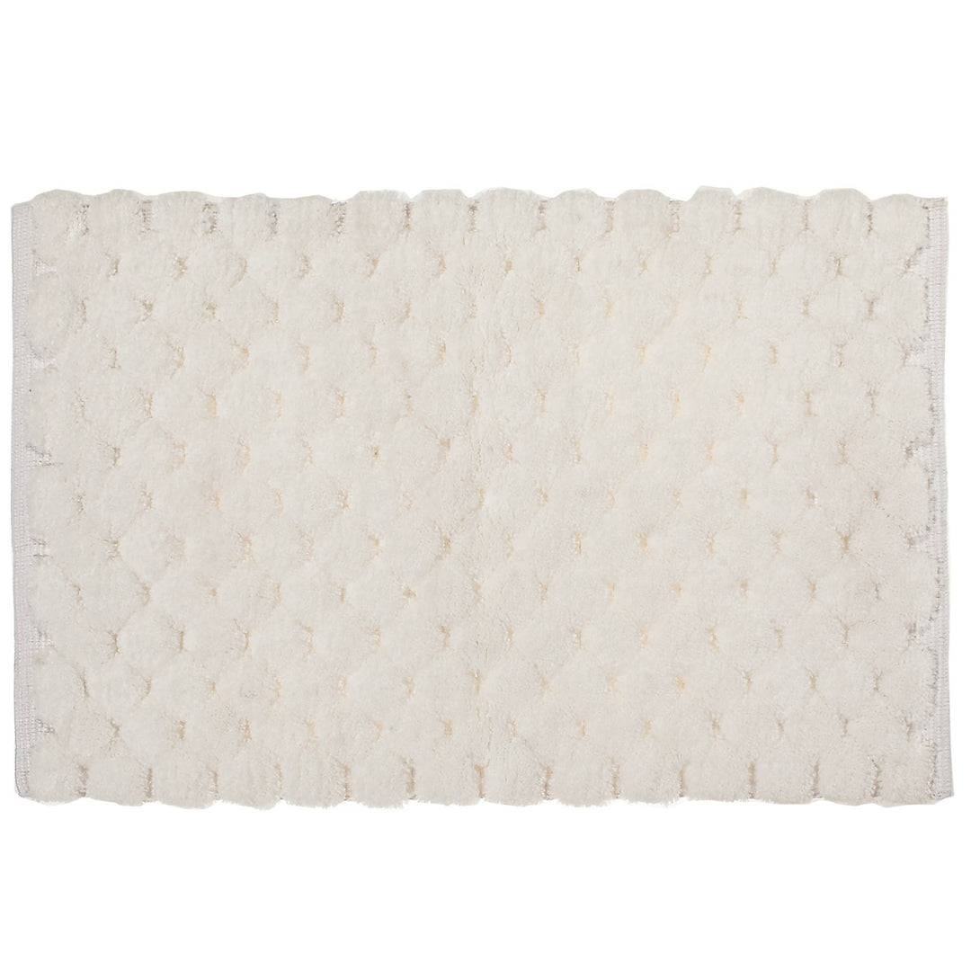 Handwoven Pompom Bath Mat White