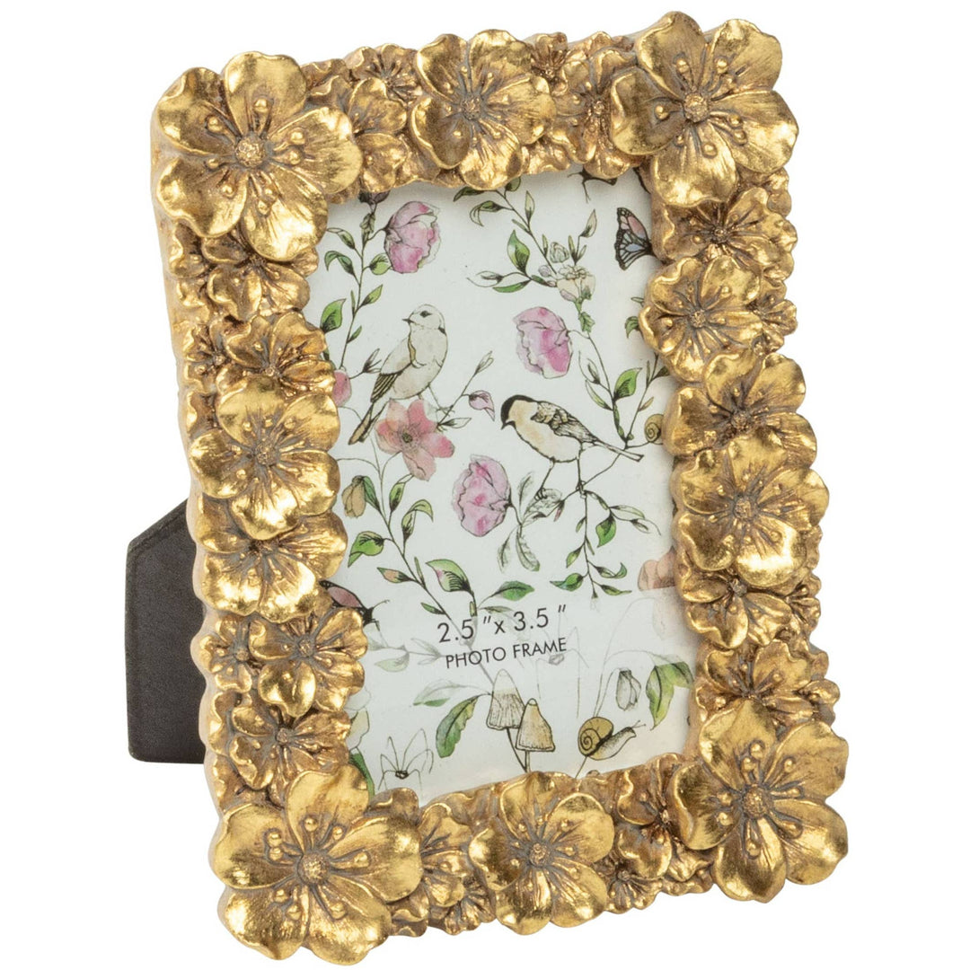 A00685: 3D floral gld rsn mini frm,fit 2.5x3.5in