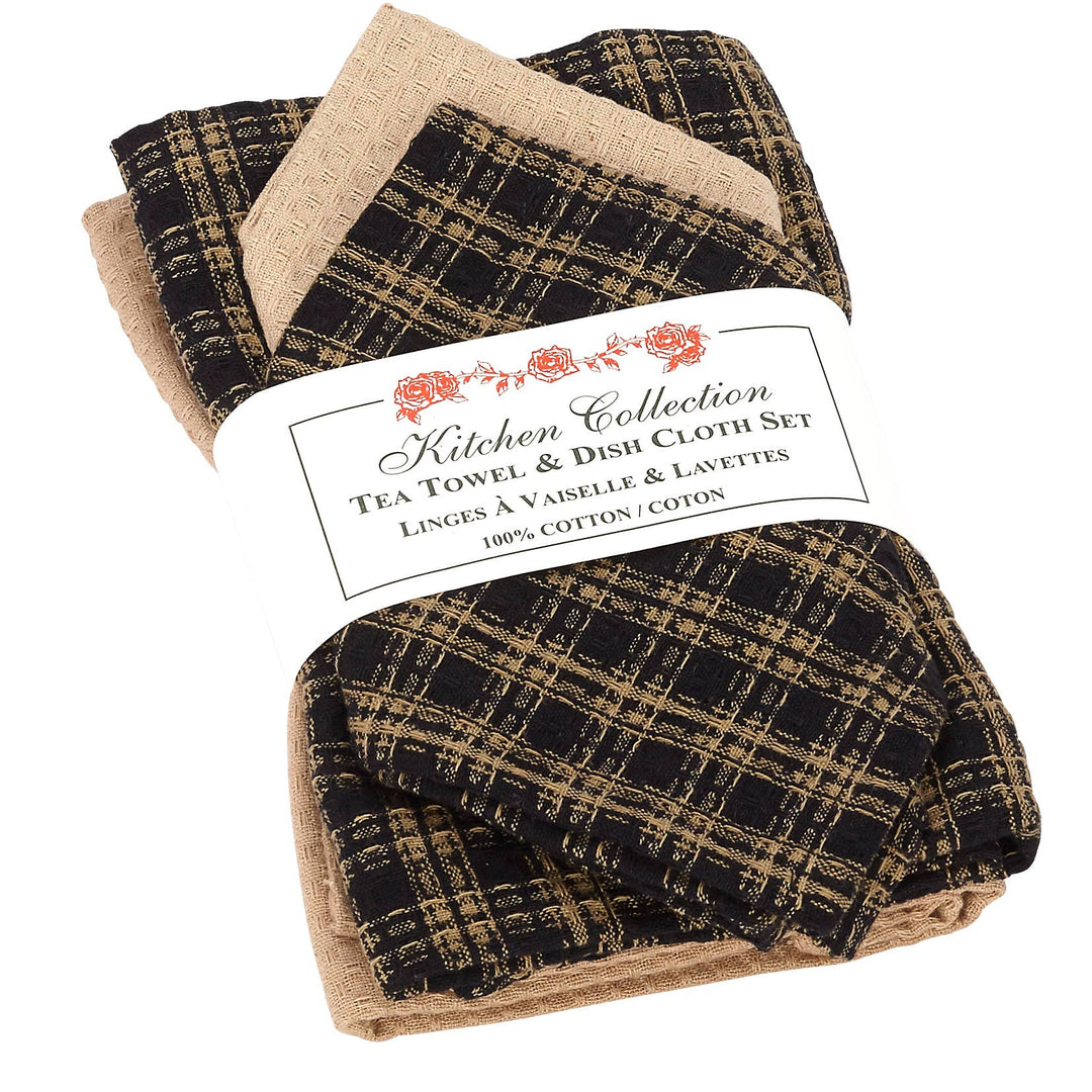 2 Tea Towel + 2 Dish Cloths Set - Salt Pepper