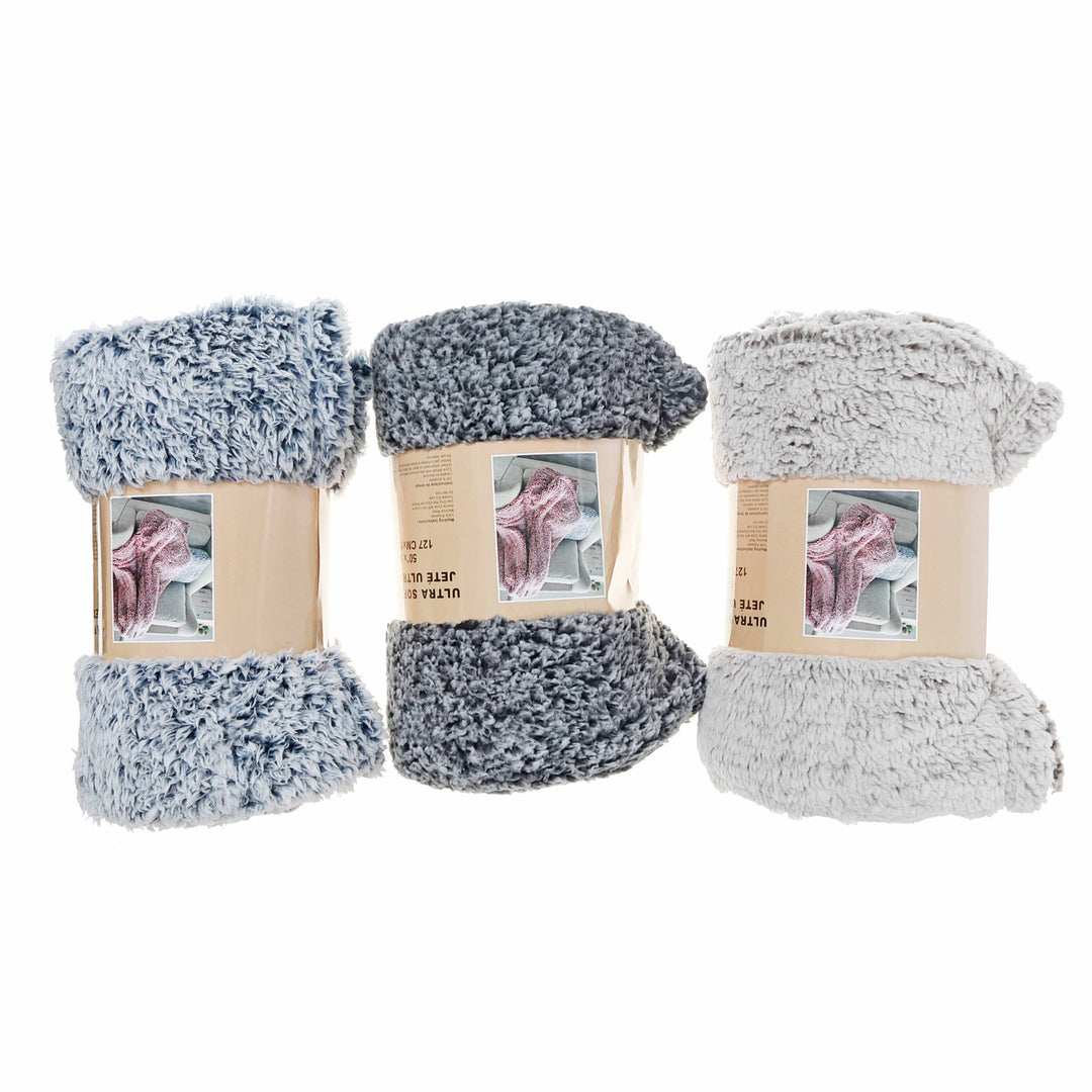 Two Tone Cotton Sherpa Throw (Assorted Colors )