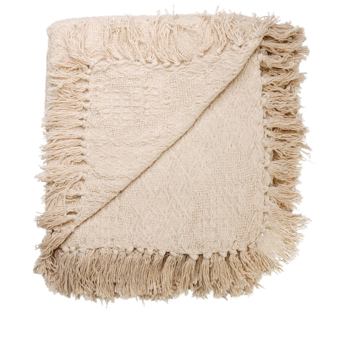 Cotton Throw - Heart Weave - Natural