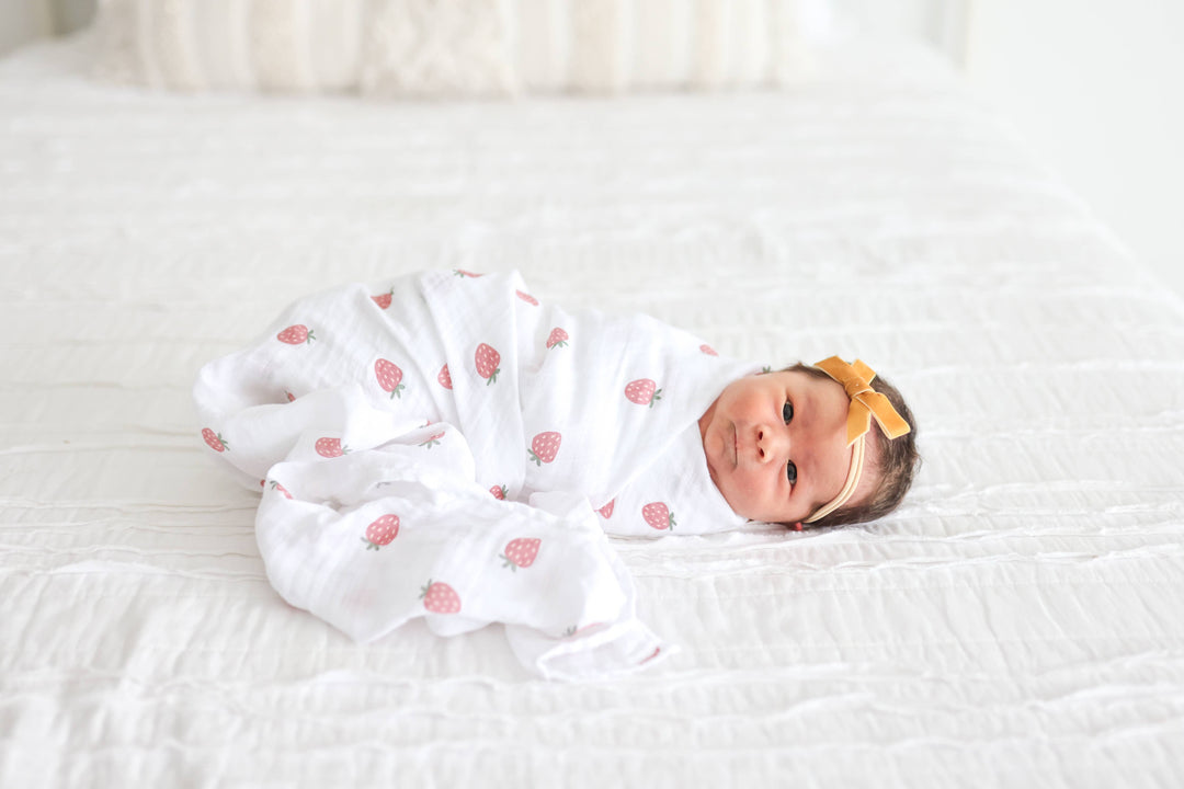 2-Pack Cotton Swaddle Blankets – Strawberry &amp; Ballet Slipper - Gift Smack Gift Company