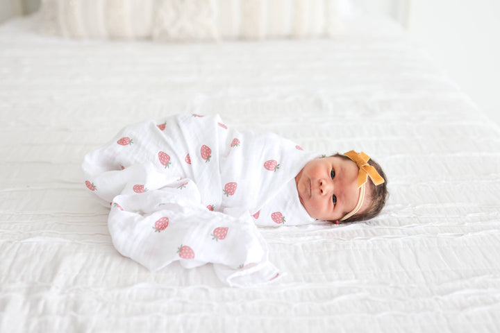 2-Pack Cotton Swaddle Blankets – Strawberry &amp; Ballet Slipper - Gift Smack Gift Company