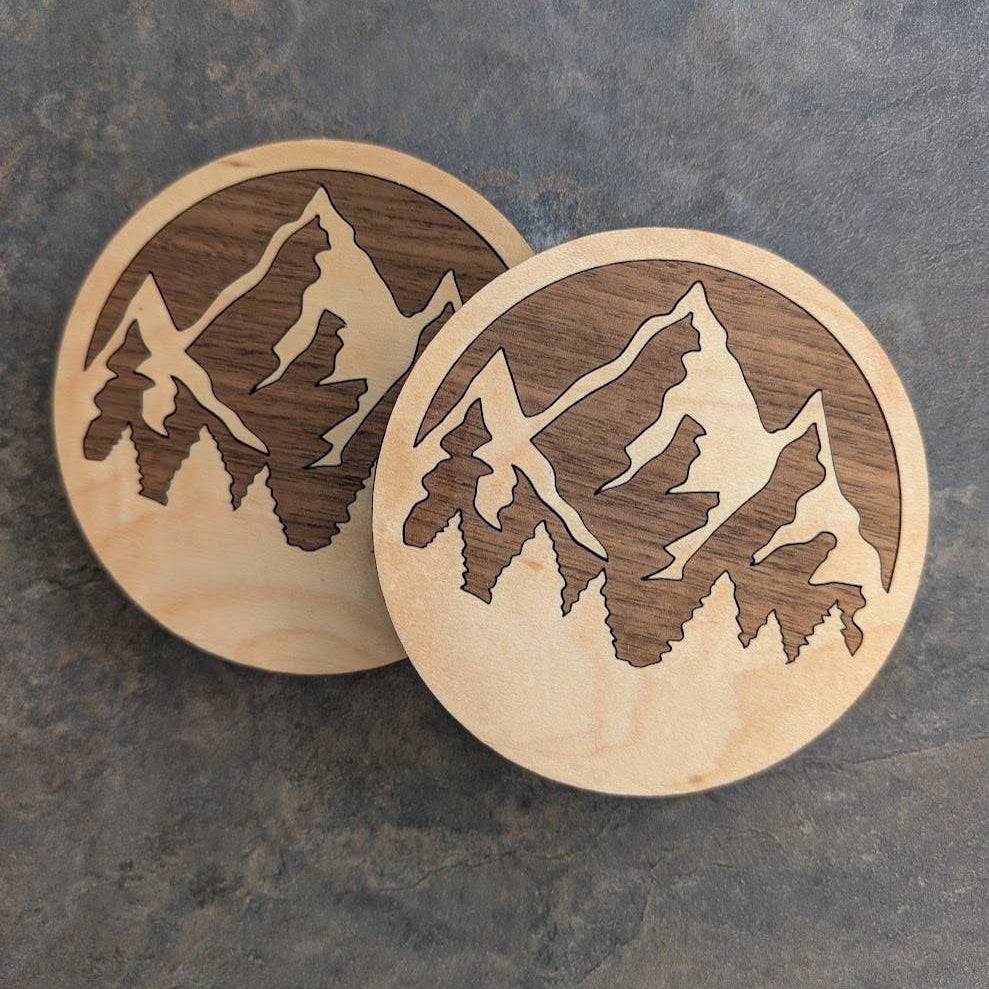 Mountain Inlay Wood Coasters  Maple - Gift Smack Gift Company