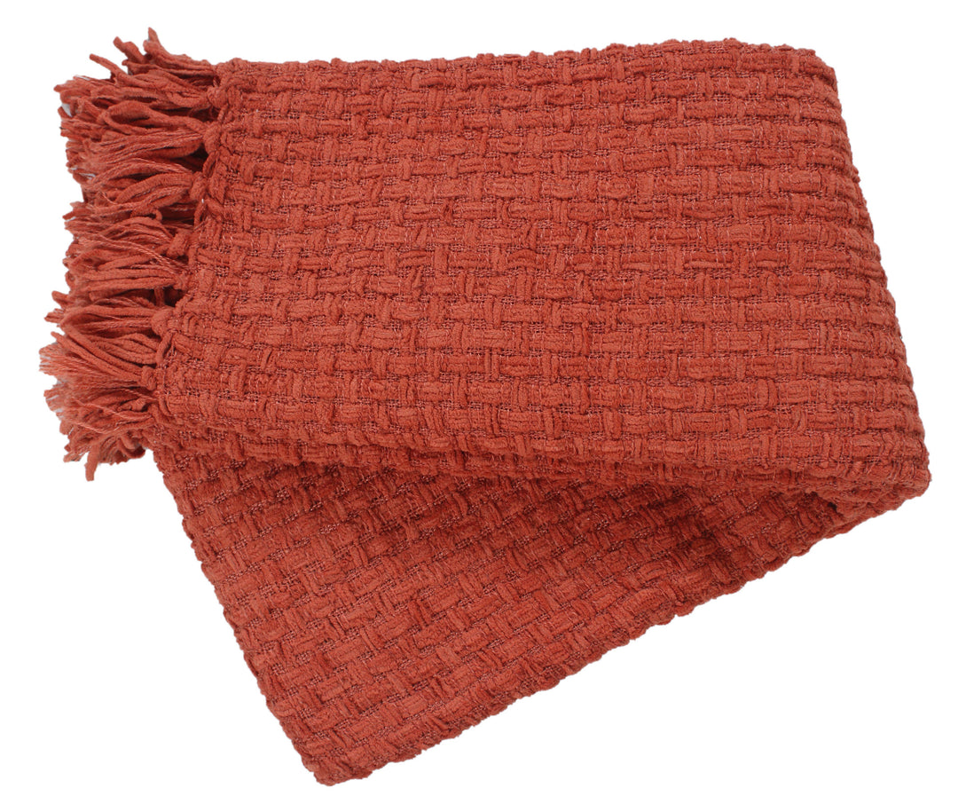Chenille Basket Weave Throw Blanket, 50x60: Forest Green