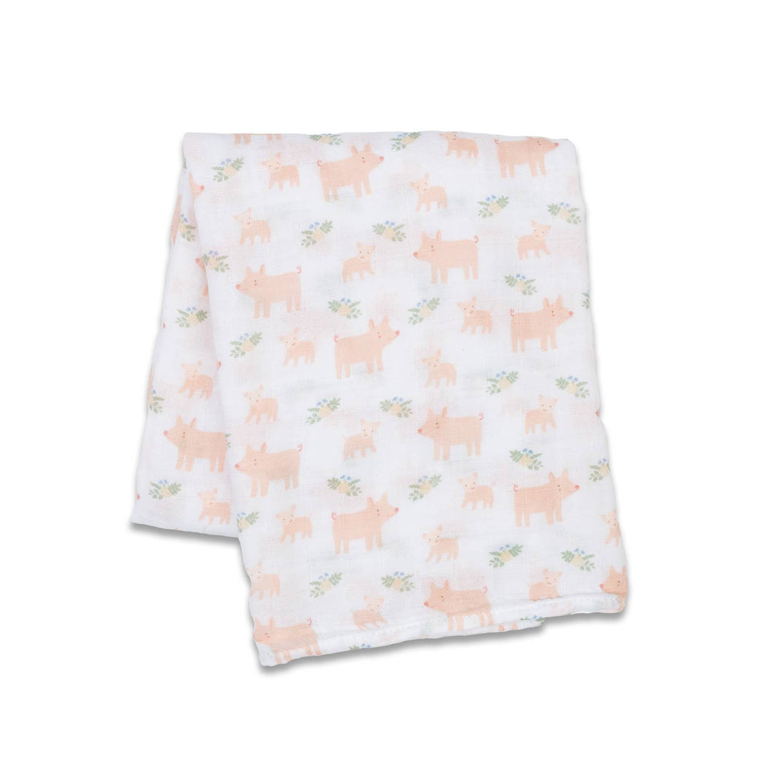 Muslin Cotton Swaddle Blanket - Piggy