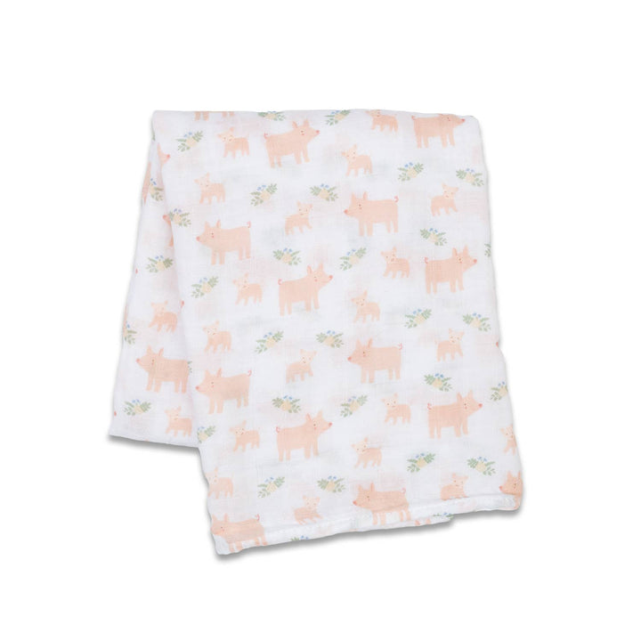 Muslin Cotton Swaddle Blanket - Piggy