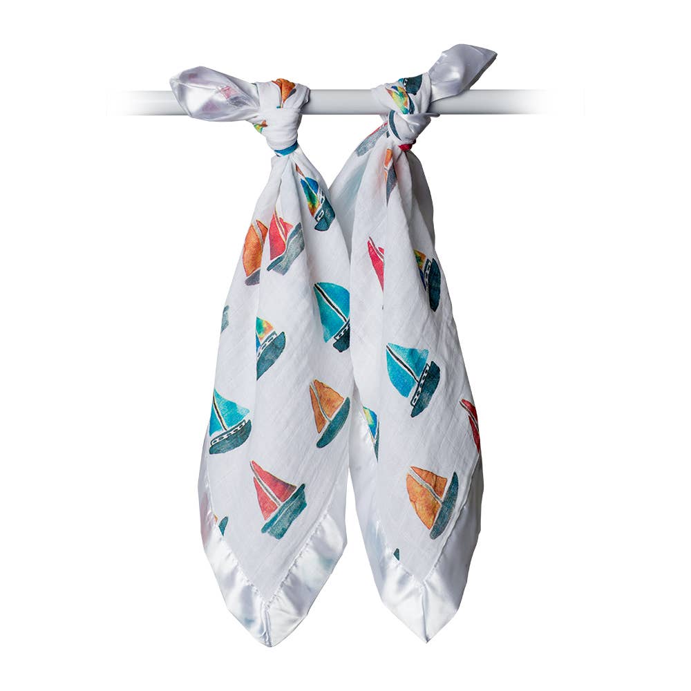 2-Pack Cotton Security Blankets 16" x 16" –  Sailboats - Gift Smack Gift Company