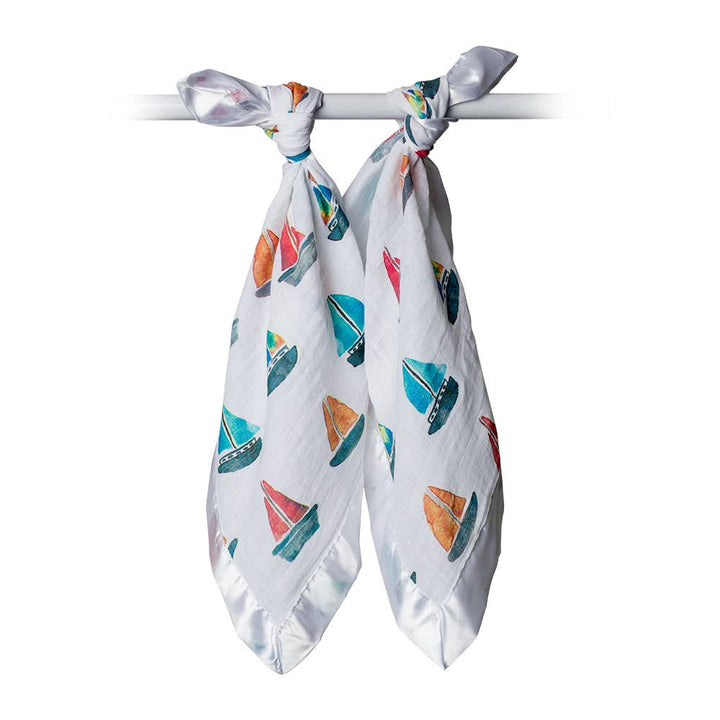 2-Pack Cotton Security Blankets 16" x 16" –  Sailboats - Gift Smack Gift Company