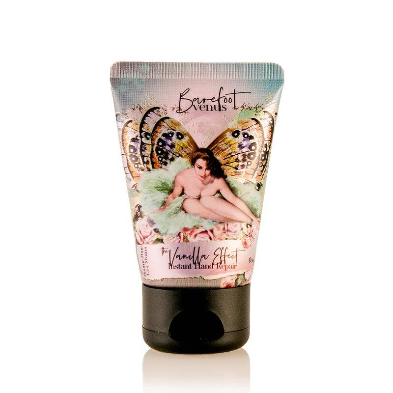Hand cream tube with fairy design on a white background