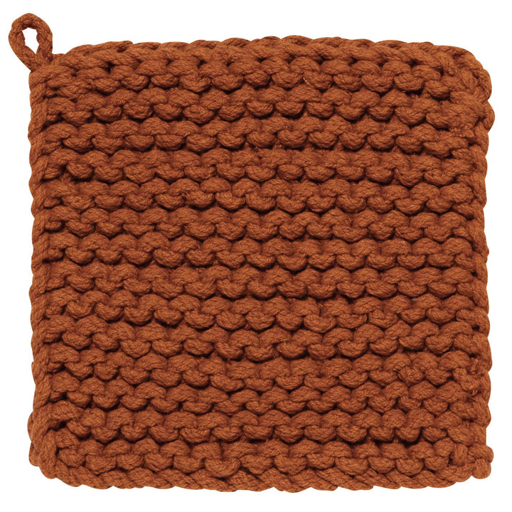 Cinnamon stick knit potholder in warm tones, soft textured houseware by Danica Brands for kitchen use