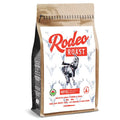 Coffee bag labeled 'Rodeo Roast' with a graphic of a person on a horse.
