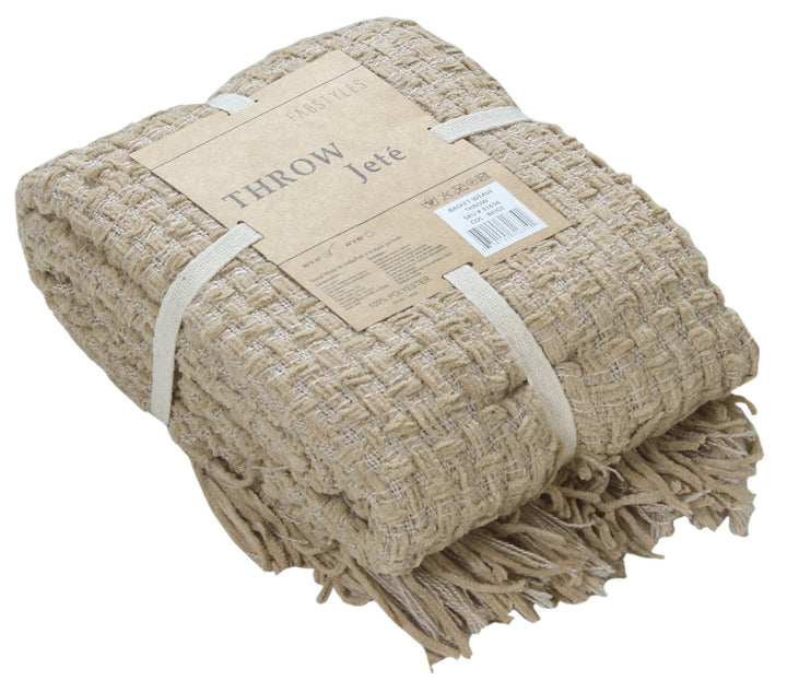 Chenille Basket Weave Throw Blanket, 50x60: Forest Green