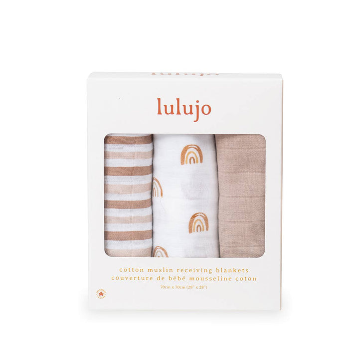 3pk Muslin Receiving Blankets - Rainbows