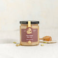 Jar of Three Foragers Chai Infused Honey with a golden hue, labeled as 350 g, highlighting its gourmet honey with chai infusion.