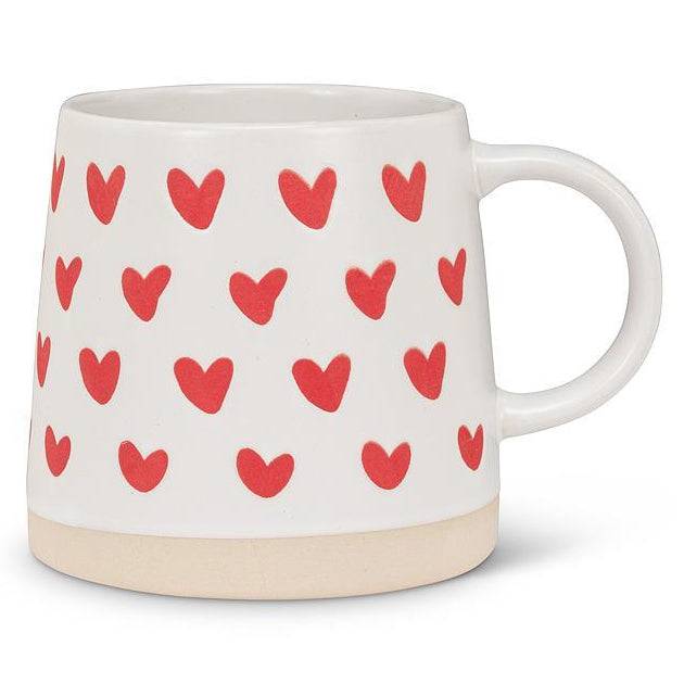Abbott multi-heart ceramic mug with colorful heart pattern, perfect for coffee or tea, on a white background