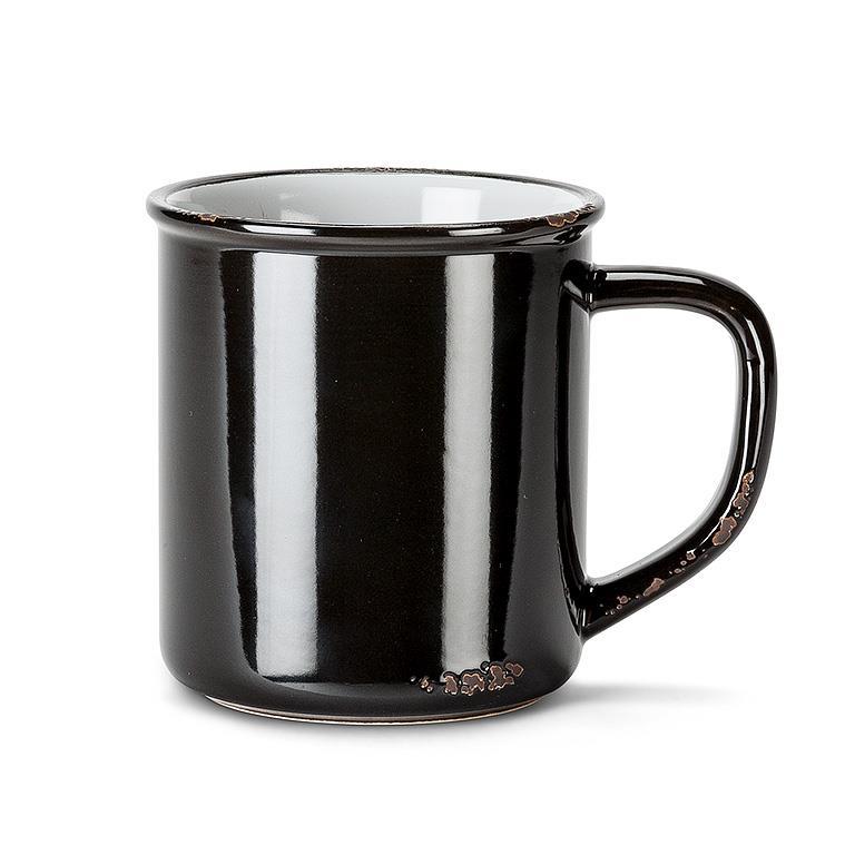 Black ceramic mug on a white background