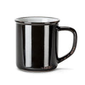 Black ceramic mug on a white background