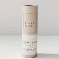  cylindrical product packaging with 'fresh wife' branding on a light background