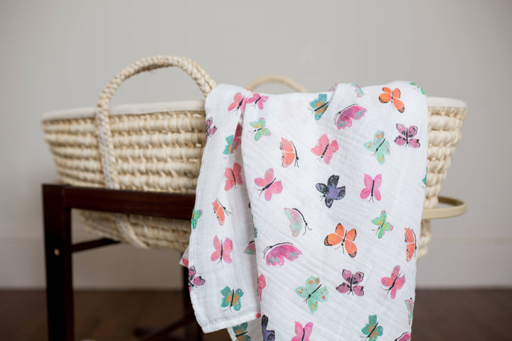 Muslin Swaddle Blanket –  Butterflies - Gift Smack Gift Company