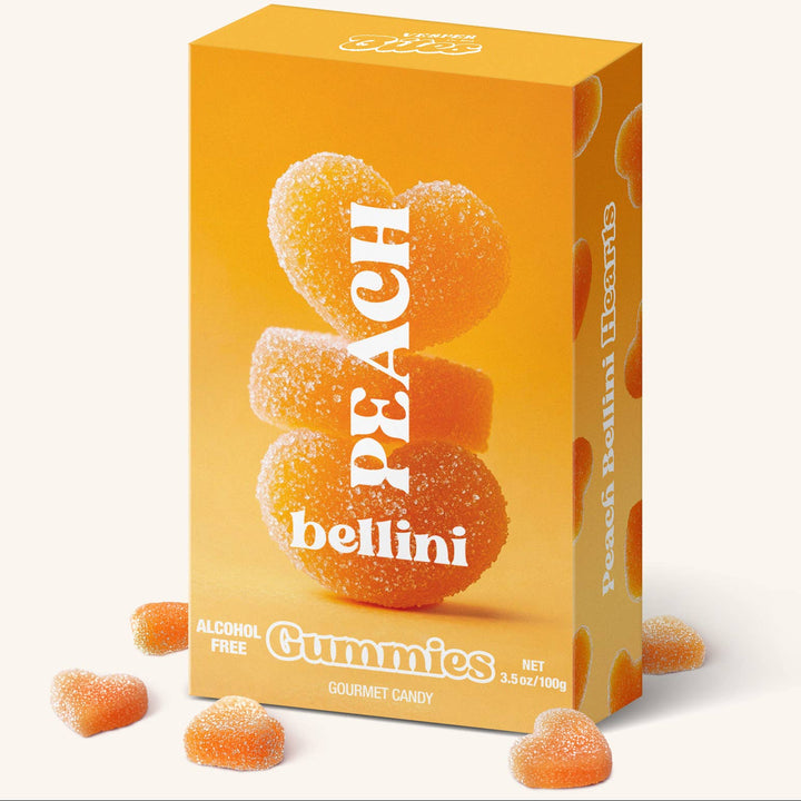 Peach Bellini Gummies, Chewy Candies, Alcohol-Free