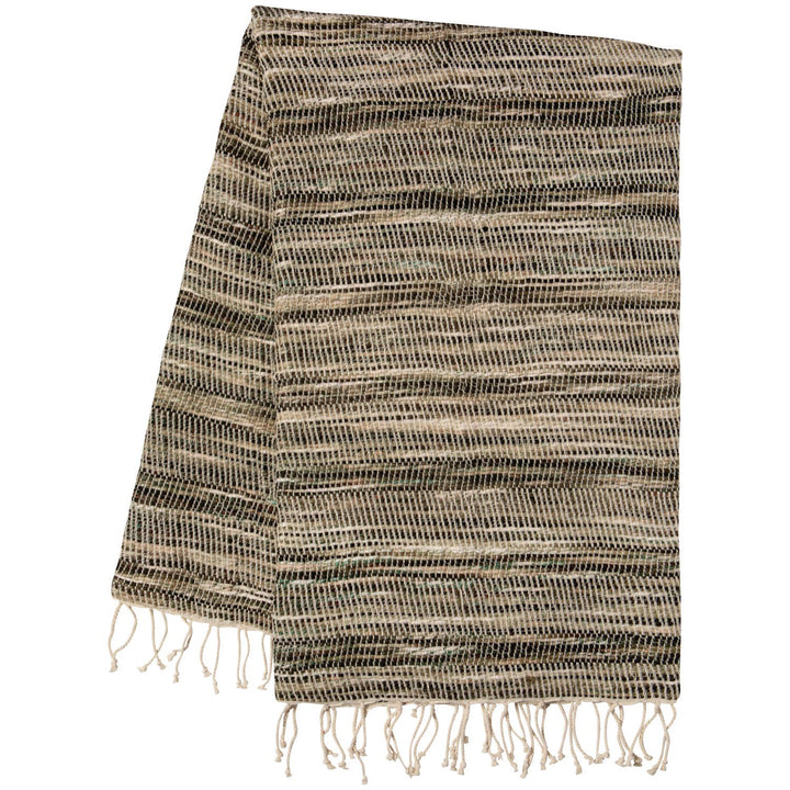 Textured scarf with fringes on a white background