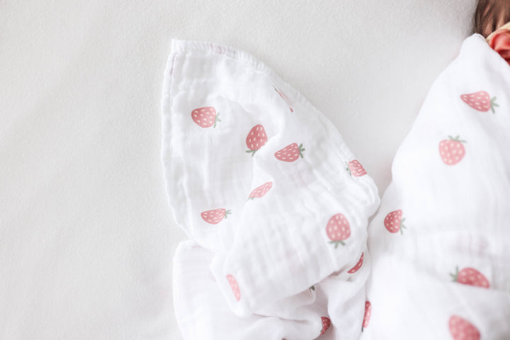 2-Pack Cotton Swaddle Blankets – Strawberry &amp; Ballet Slipper - Gift Smack Gift Company