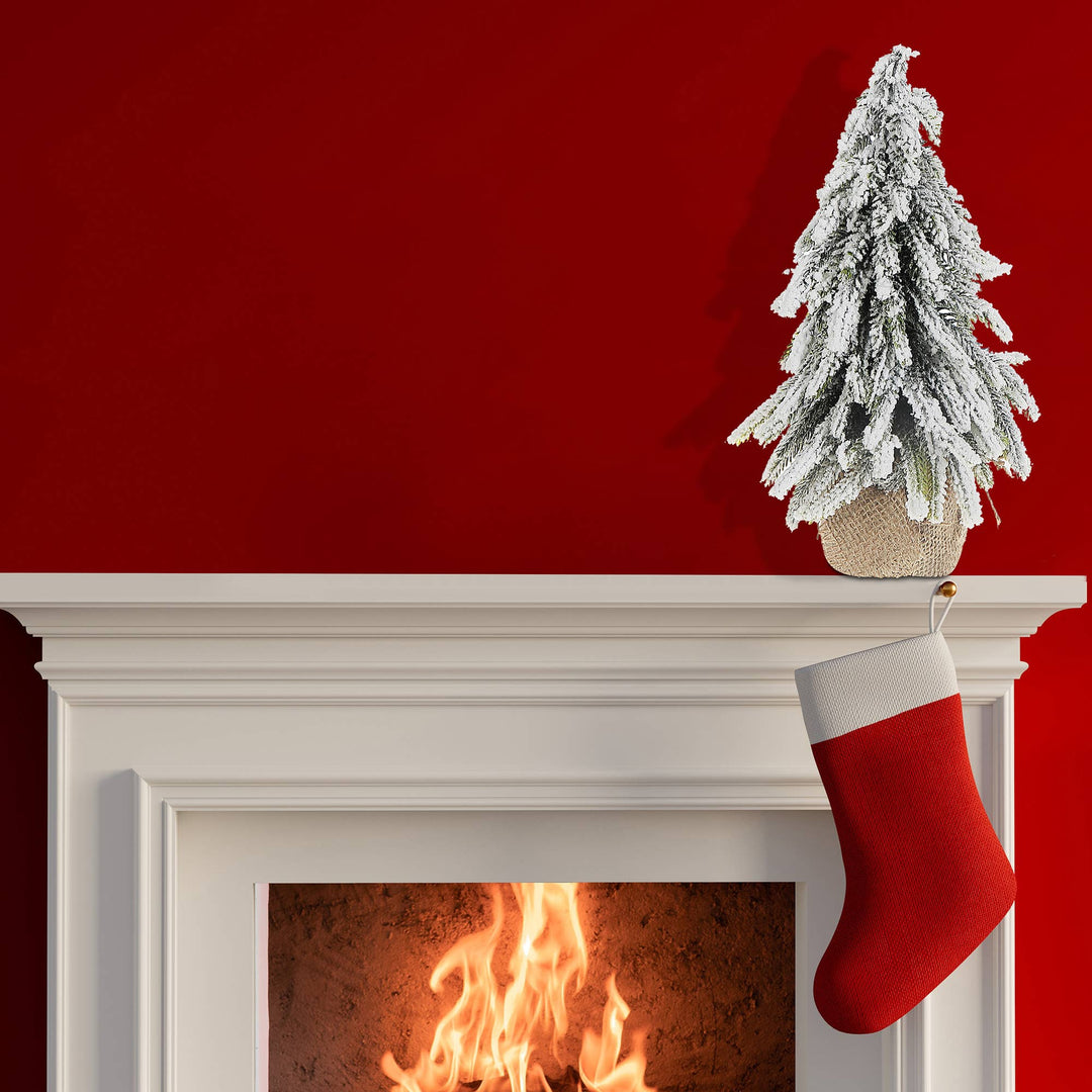 PINE TREE WITH BURLAP BASE (11") (SNOW COVERED)