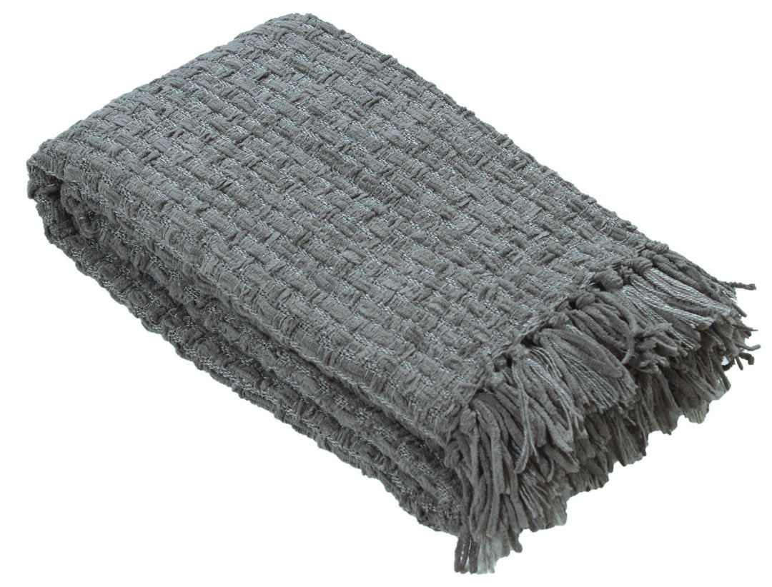 Fabstyles Chenille Basket Weave Throw Blanket, 50x60: Purple