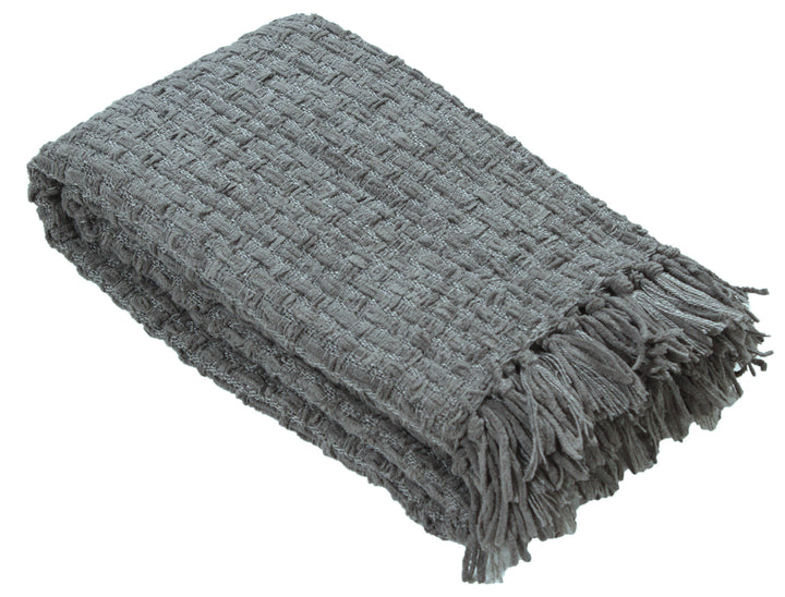 Chenille Basket Weave Throw Blanket, 50x60: Forest Green