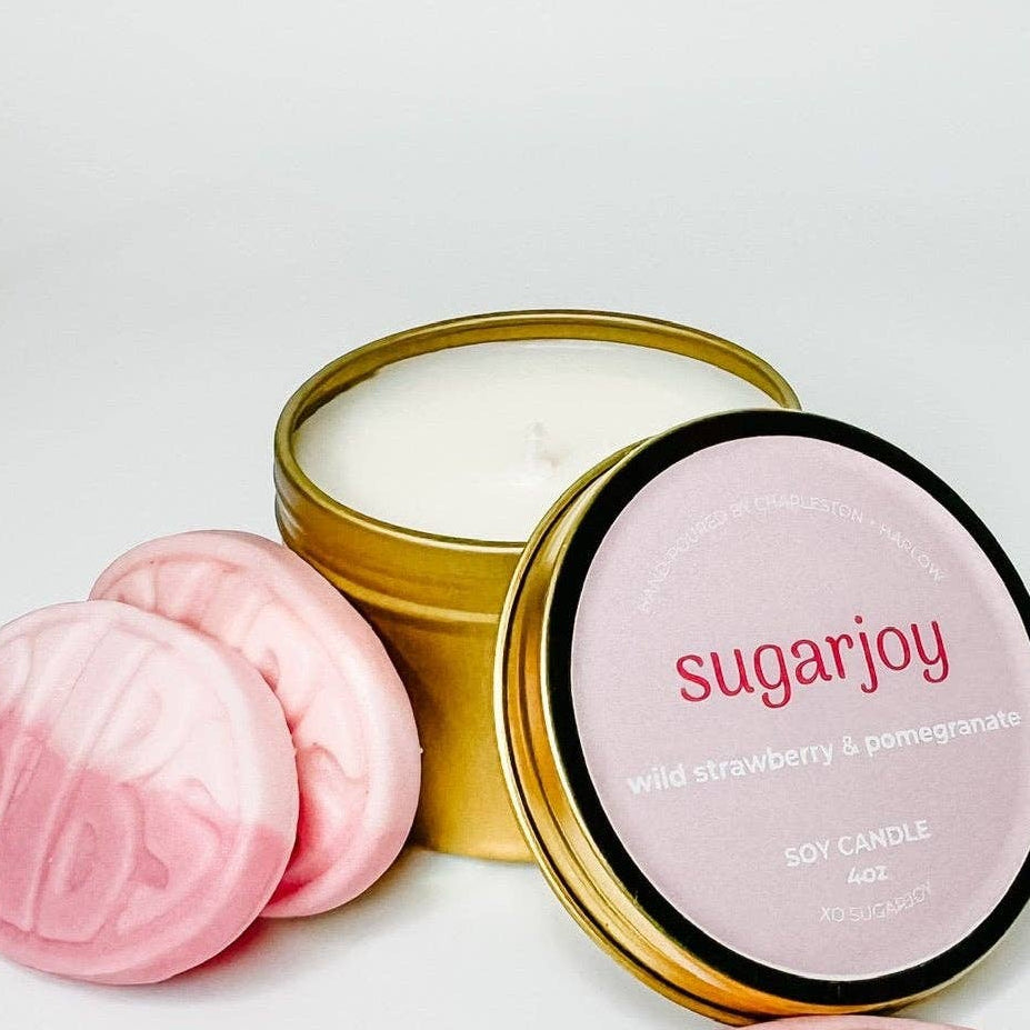 Sugaryjoy product with pink packaging and &