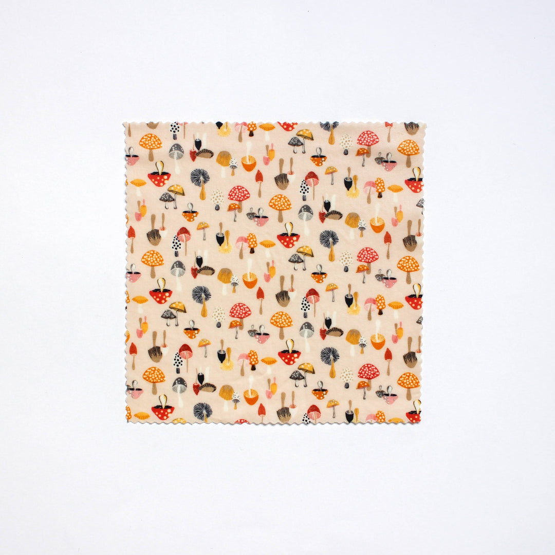 Reusable Beeswax Food Wraps: Mushrooms Single Medium
