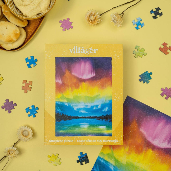 Rainbow Northern Lights 500-Piece Puzzle | Canadian Artist