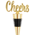 Gold bottle stopper with 'Cheers' text on a white background