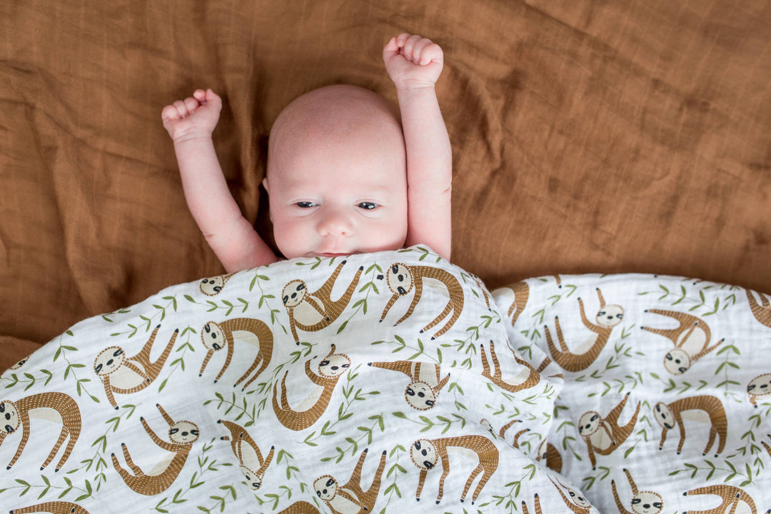 Muslin Cotton Swaddle Blanket - Sloth - Gift Smack Gift Company