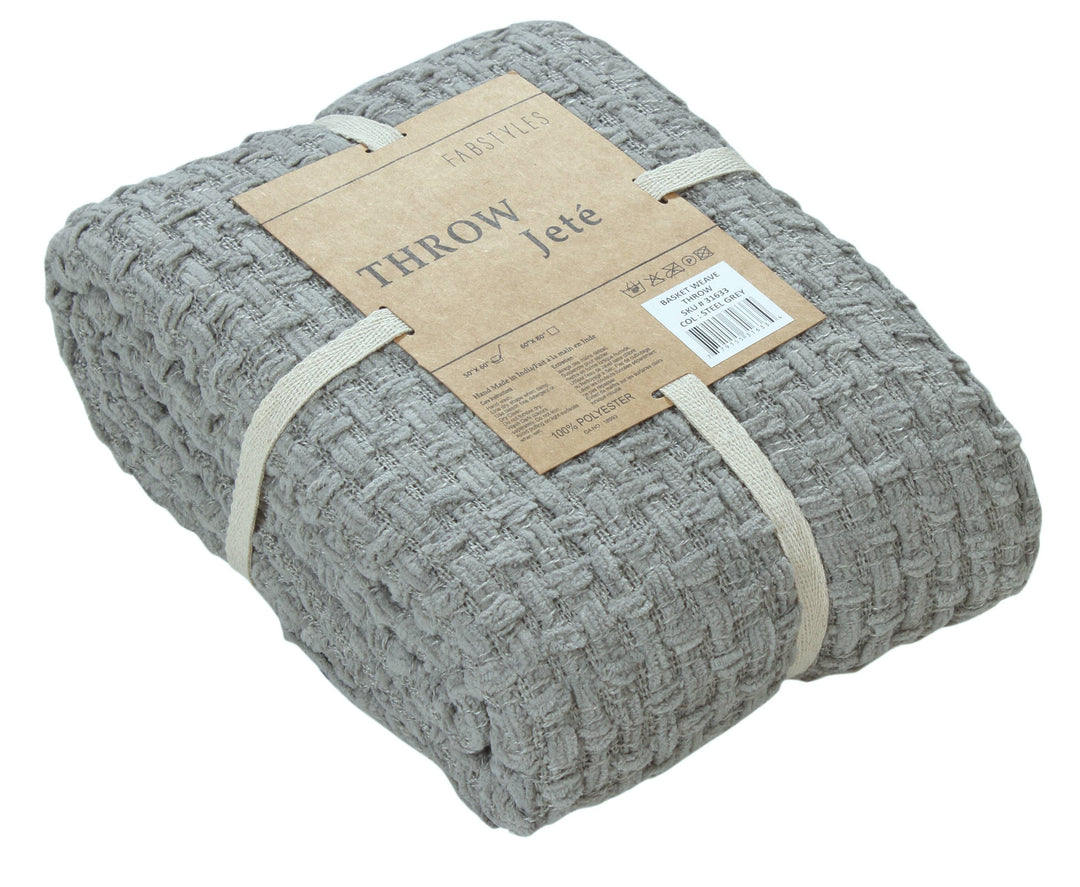 Chenille Basket Weave Throw Blanket, 50x60: Forest Green