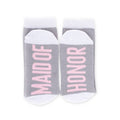 Women's bridal party socks for maid of honor, white with lace detail, from Weddingstar Inc., perfect for wedding accessories.
