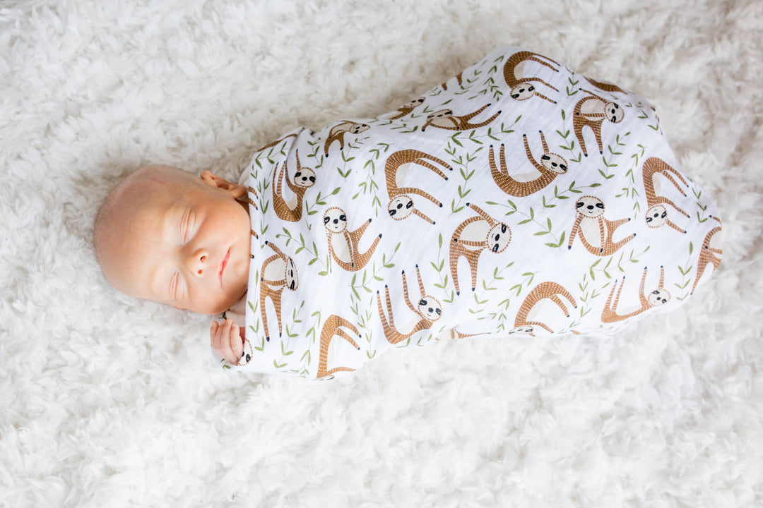 Muslin Cotton Swaddle Blanket - Sloth - Gift Smack Gift Company