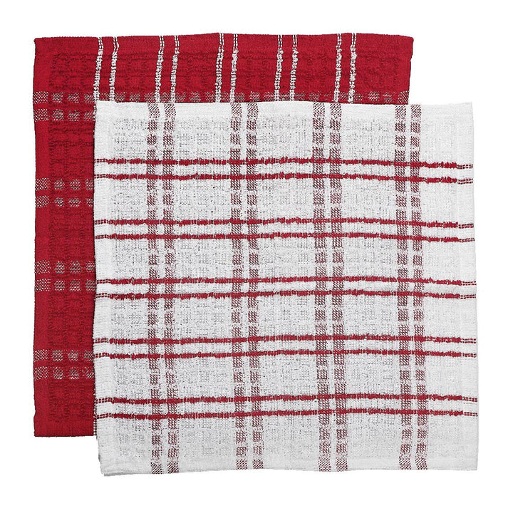 2 PACK RED CHECKERED TERRY DISH CLOTHS