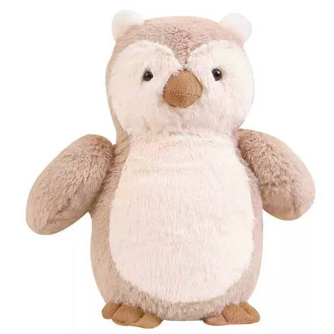 Plush owl toy on a white background