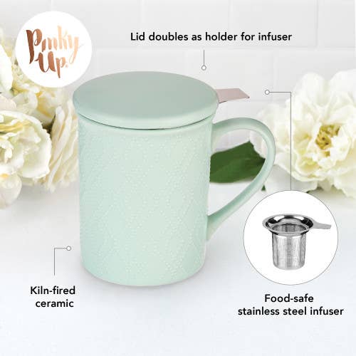Annette™ 3D Ceramic Mug w/ Tea Infuser - Souk Mint