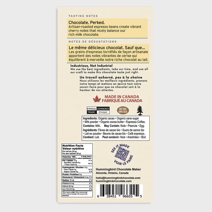 Mocha Milk 60% Dark milk chocolate bar
