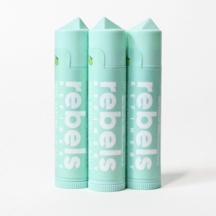 Three mint green 'rebel' products stacked on a white background