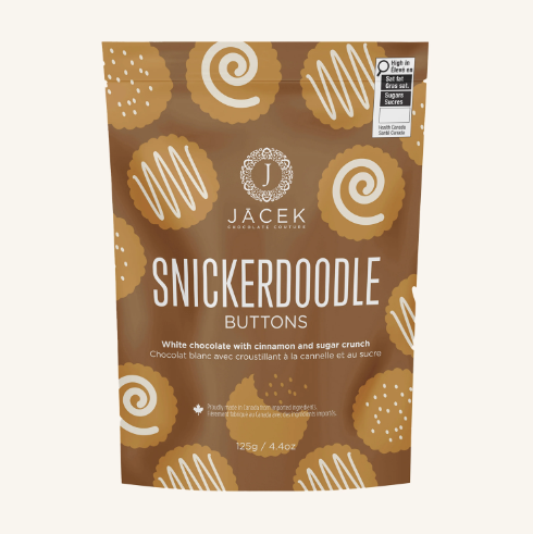 Jacek Snickerdoodle Buttons packaging on a white background