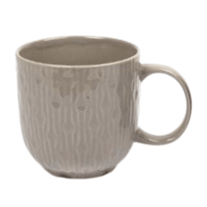 Textured beige mug on a white background