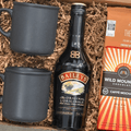 Irish Coffee Duet Gift Box from Gift Smack Gift Company featuring two coffee mugs and Irish coffee mix ingredients.