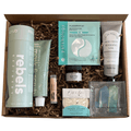 A Gift Smack Gift Company box builder package titled "A Sea of Blue, A Sea of Calm" with decorative blue-themed packaging and contents.