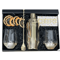 Golden Cocktail Hour Gift Box from Gift Smack Gift Company, featuring a curated box builder with cocktail-themed packaging and accessories.