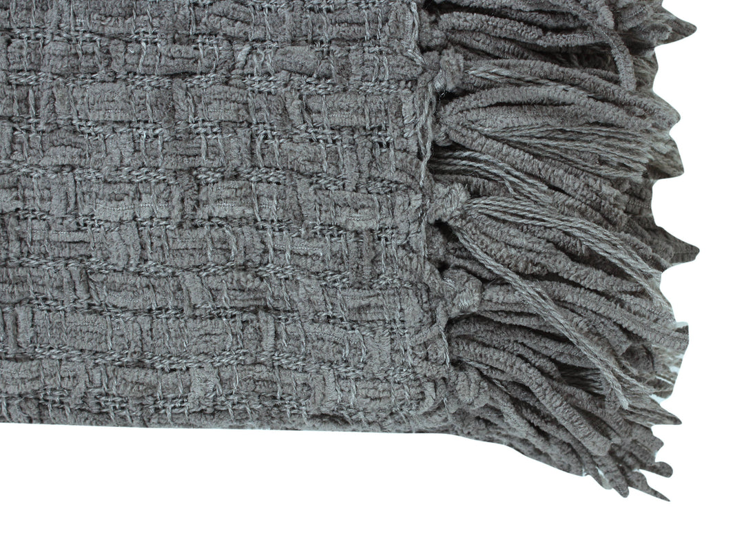 Fabstyles Chenille Basket Weave Throw Blanket, 50x60: Purple